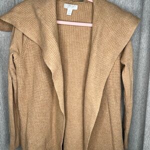 KENAR Woman 100% Merino Wool Camel Shawl Collar Cardigan 1X